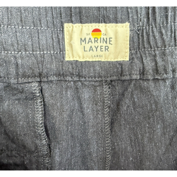 Marine Layer Allison Hemp Blend Wide Leg Pant Women Size Large Navy Blue Pull On - Picture 5 of 7